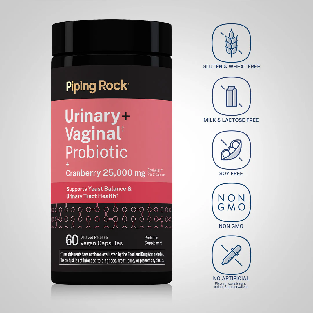 Urinary + Vaginal Probiotic + Cranberry, 25,0000 mg (per serving), 60 Delayed Release Vegan Caps, 2  Bottles - Image 4