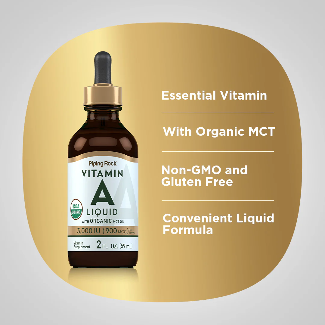 Vitamin A Liquid (Organic), 3000 IU, 2 fl oz (59 mL) Dropper Bottle - Image 3