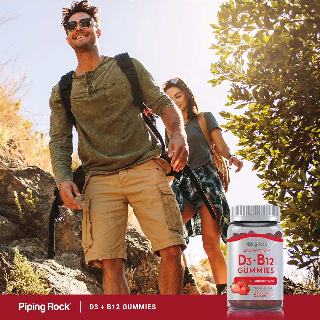 Vitamin D3 + B12 (Delicious Strawberry), 60 Vegetarian Gummies, 2  Bottles - Image 6