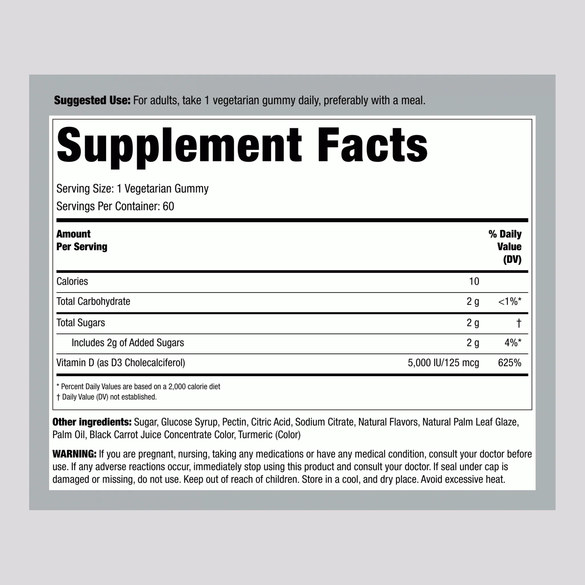 Vitamin D3 (Delicious Peach), 5000 IU, 60 Gummies - Image 2