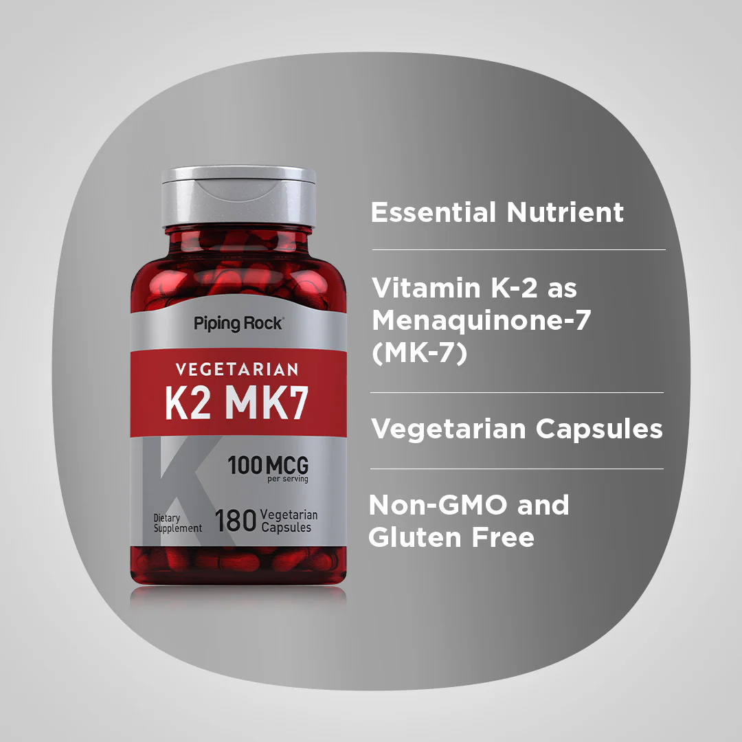 Vitamin K-2 MK-7, 100 mcg (per serving), 180 Vegetarian Capsules - Image 3