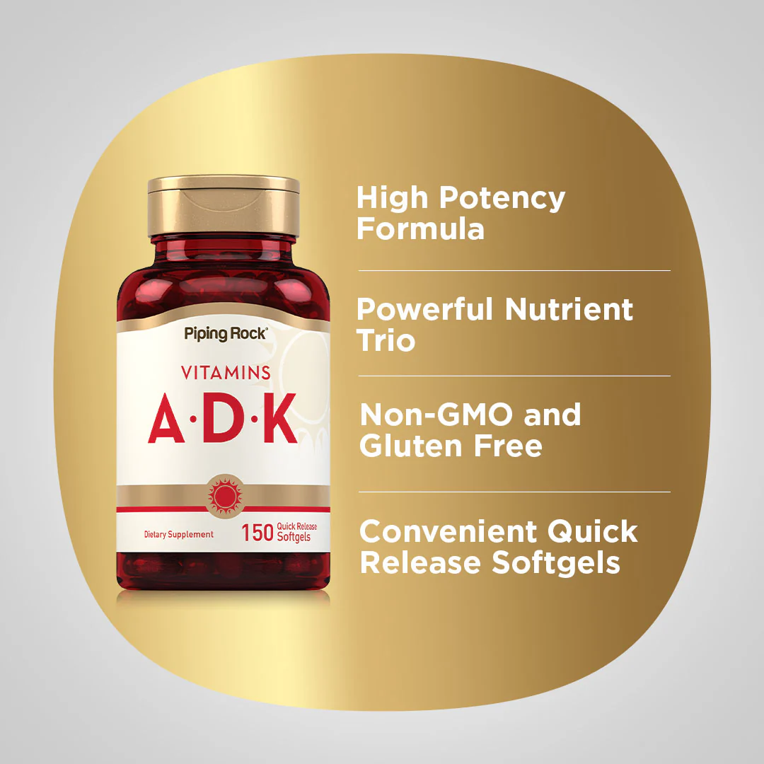 Vitamins A (1500 mcg) D (5000 IU) & K (800 mcg), 150 Quick Release Softgels - Image 3