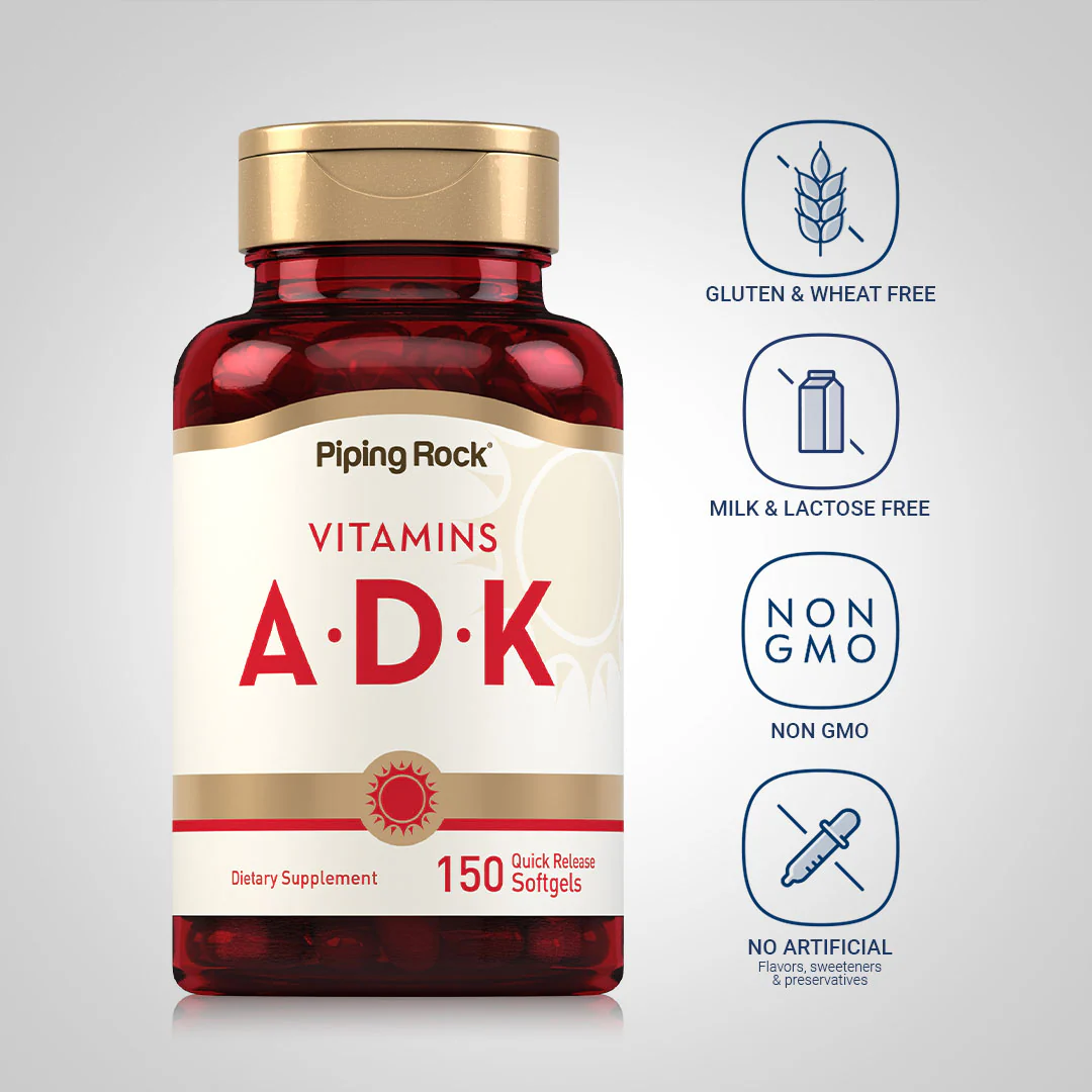 Vitamins A (1500 mcg) D (5000 IU) & K (800 mcg), 150 Quick Release Softgels - Image 4
