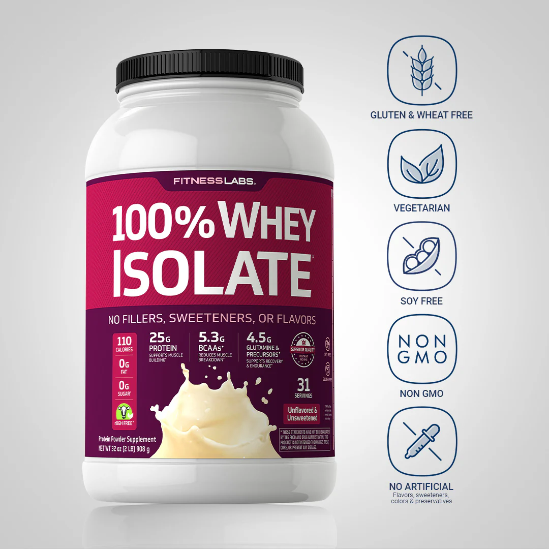 Whey Protein Isolate  (Unflavored & Unsweetened), 2 lb (908 g) Bottle - Image 4