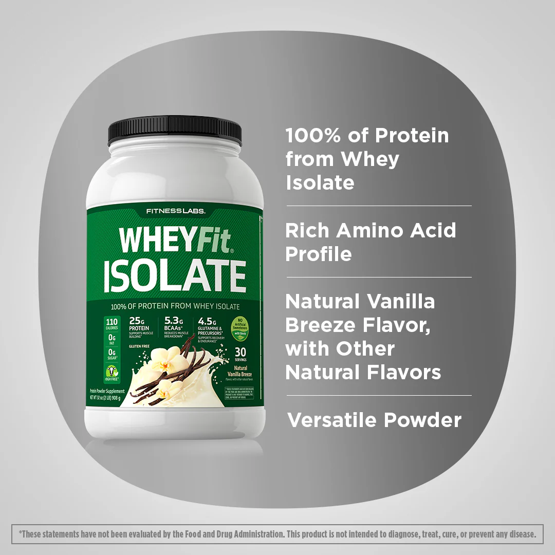 Whey Protein Isolate WheyFit (Natural Vanilla), 2 lb (908 g) Bottle - Image 3