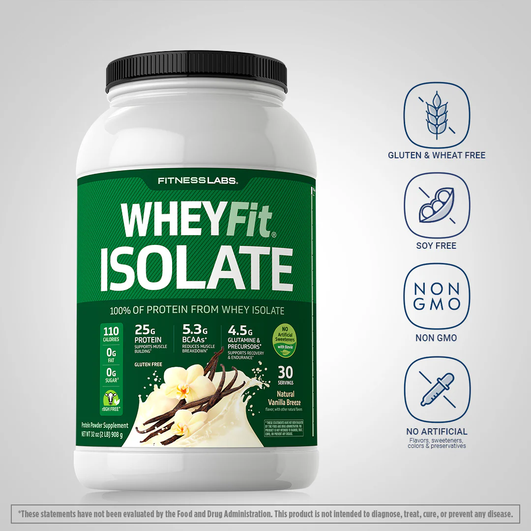 Whey Protein Isolate WheyFit (Natural Vanilla), 2 lb (908 g) Bottle - Image 4