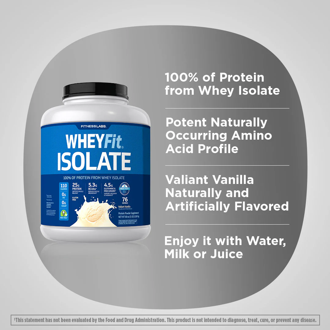 Whey Protein Isolate WheyFit (Valiant Vanilla), 5 lb (2.268 kg) Bottle - Image 3
