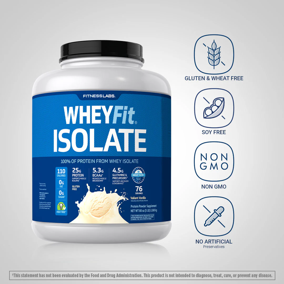 Whey Protein Isolate WheyFit (Valiant Vanilla), 5 lb (2.268 kg) Bottle - Image 4