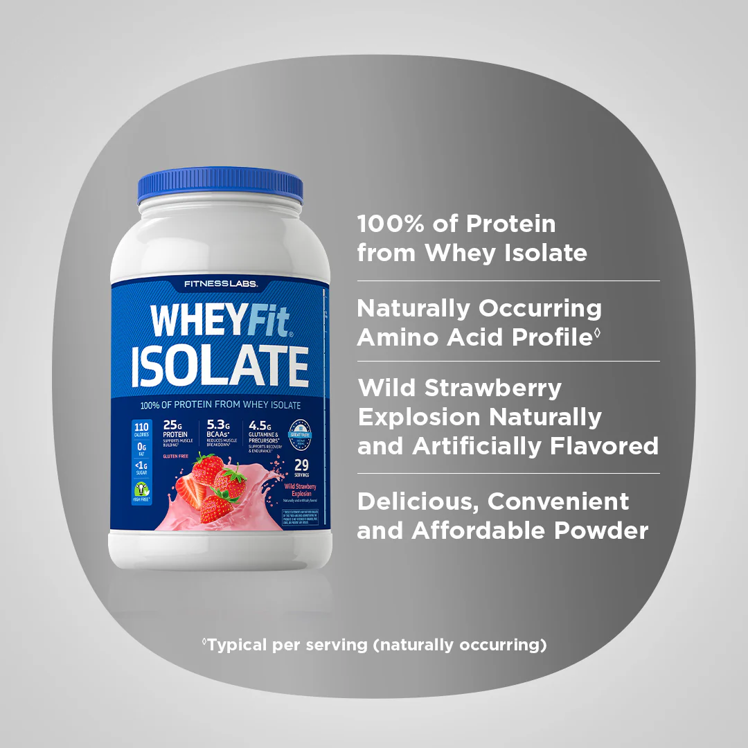Whey Protein Isolate WheyFit (Wild Strawberry Explosion), 2 lb (908 g) Bottle - Image 3