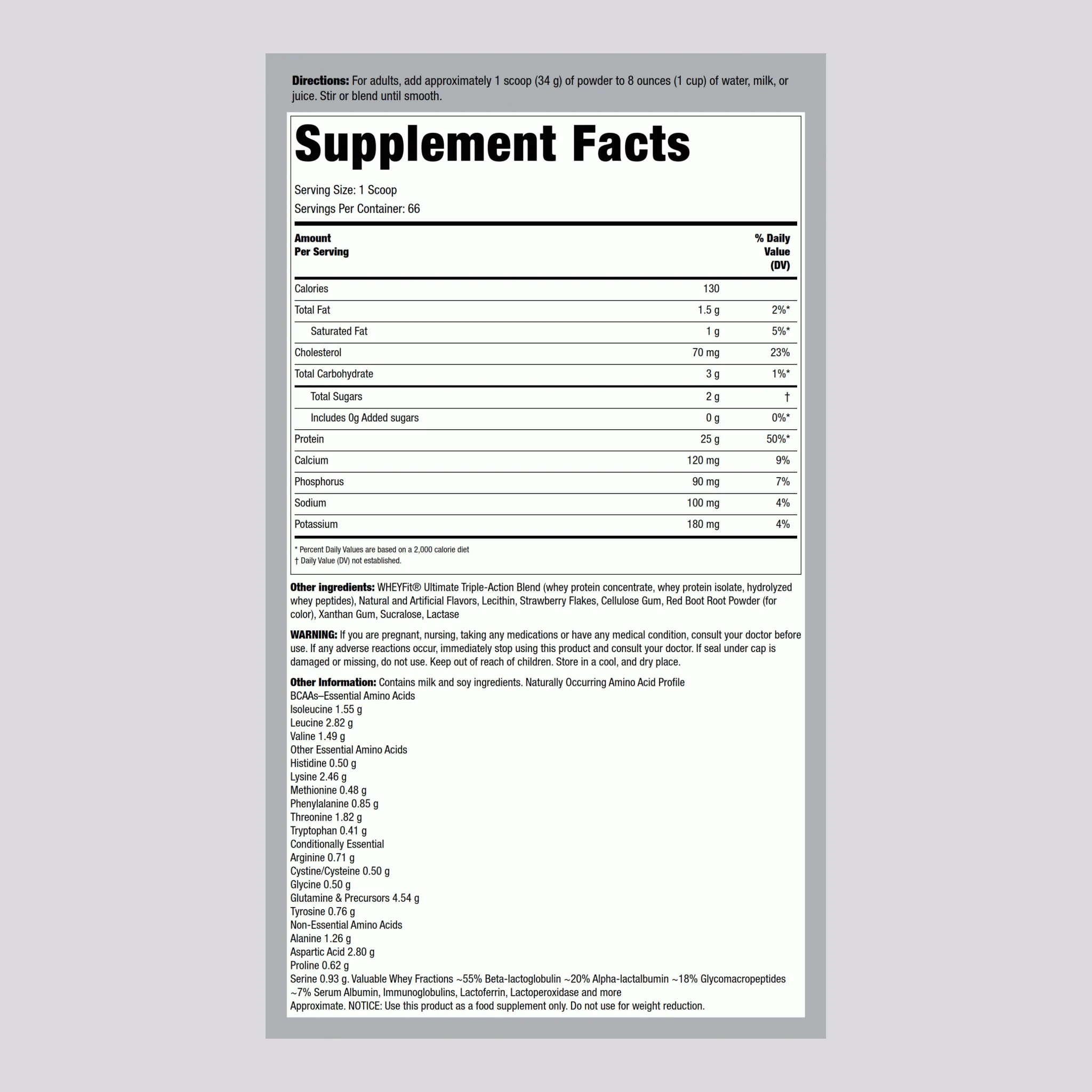 Whey Protein WheyFit (Double Strawberry Detonation), 5 lb (2.268 kg) Bottle - Image 2