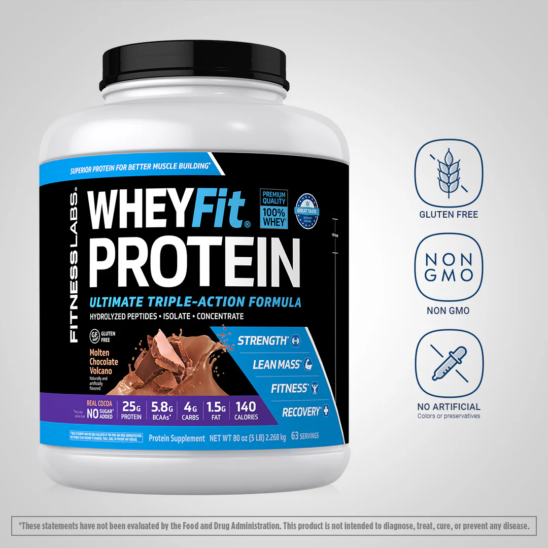 Whey Protein WheyFit (Molten Chocolate Volcano), 5 lb (2.268 kg) Bottle - Image 4