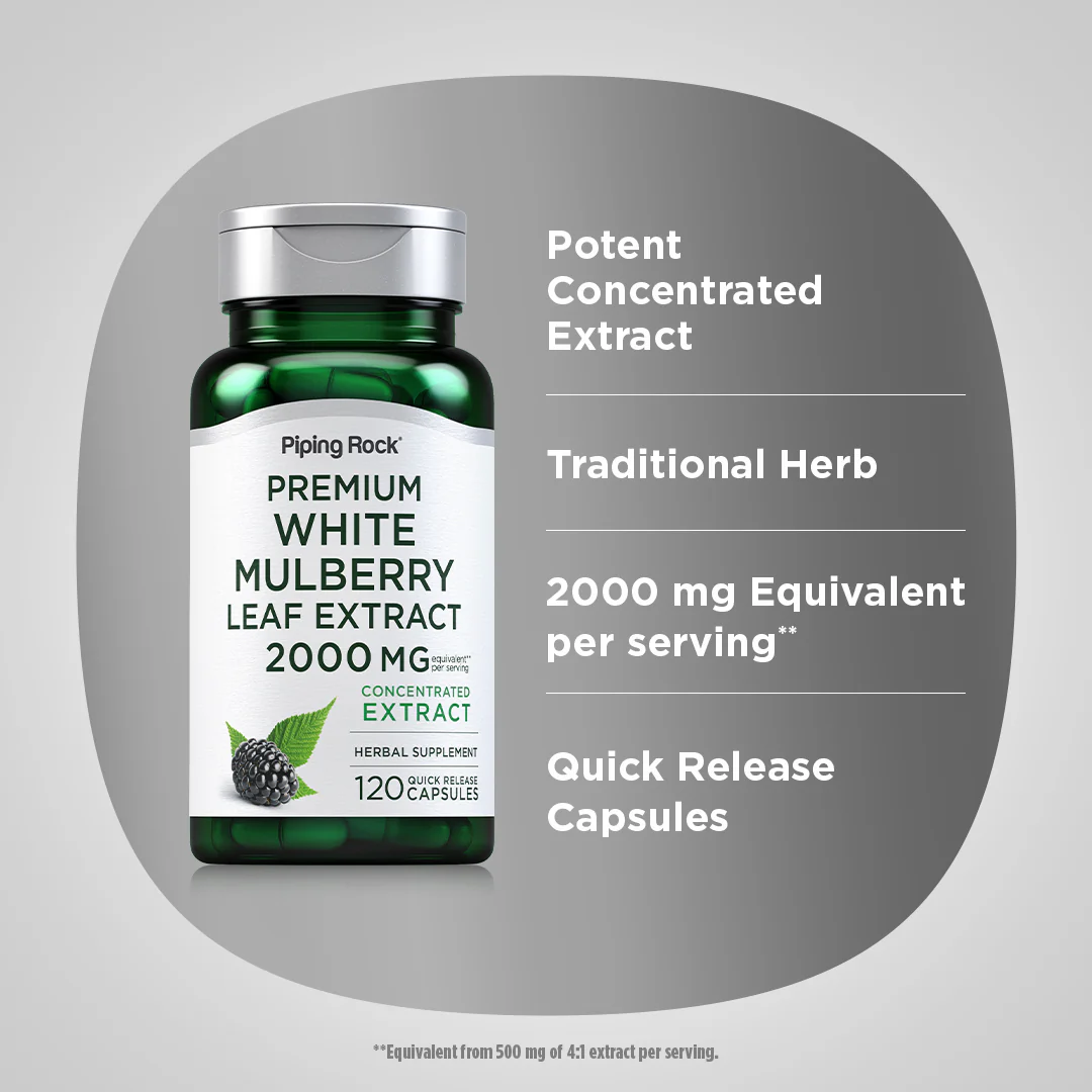 White Mulberry Leaf Extract, 2000 mg (per serving), 120 Quick Release Capsules - Image 4