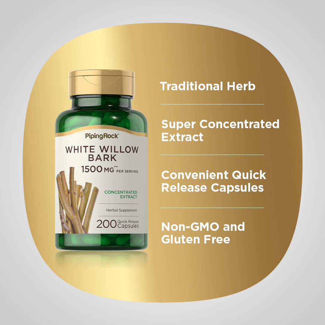 White Willow Bark, 1500 mg (per serving), 200 Quick Release Capsules - Image 4