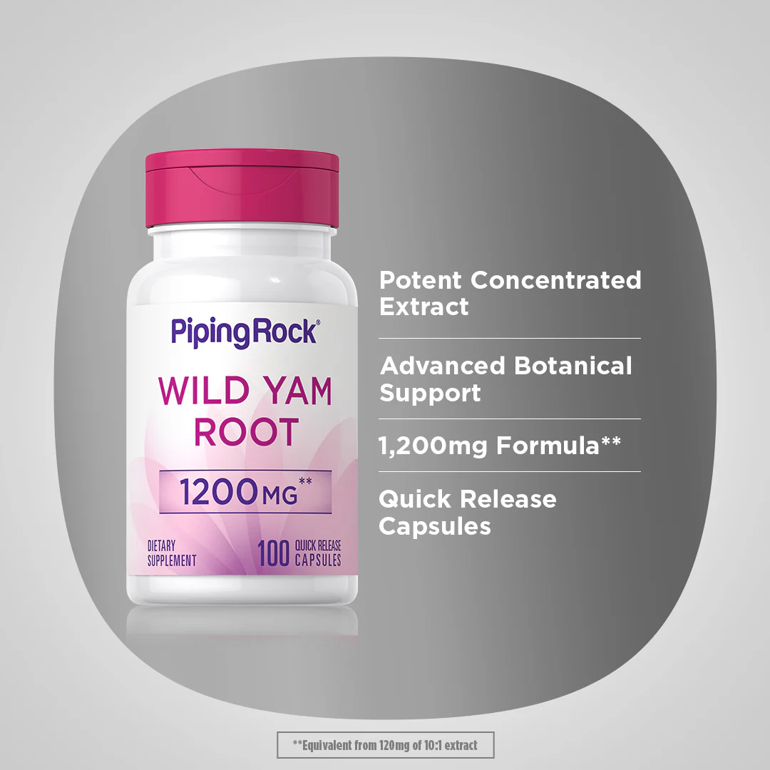 Wild Yam Root, 1200 mg, 100 Quick Release Capsules - Image 4