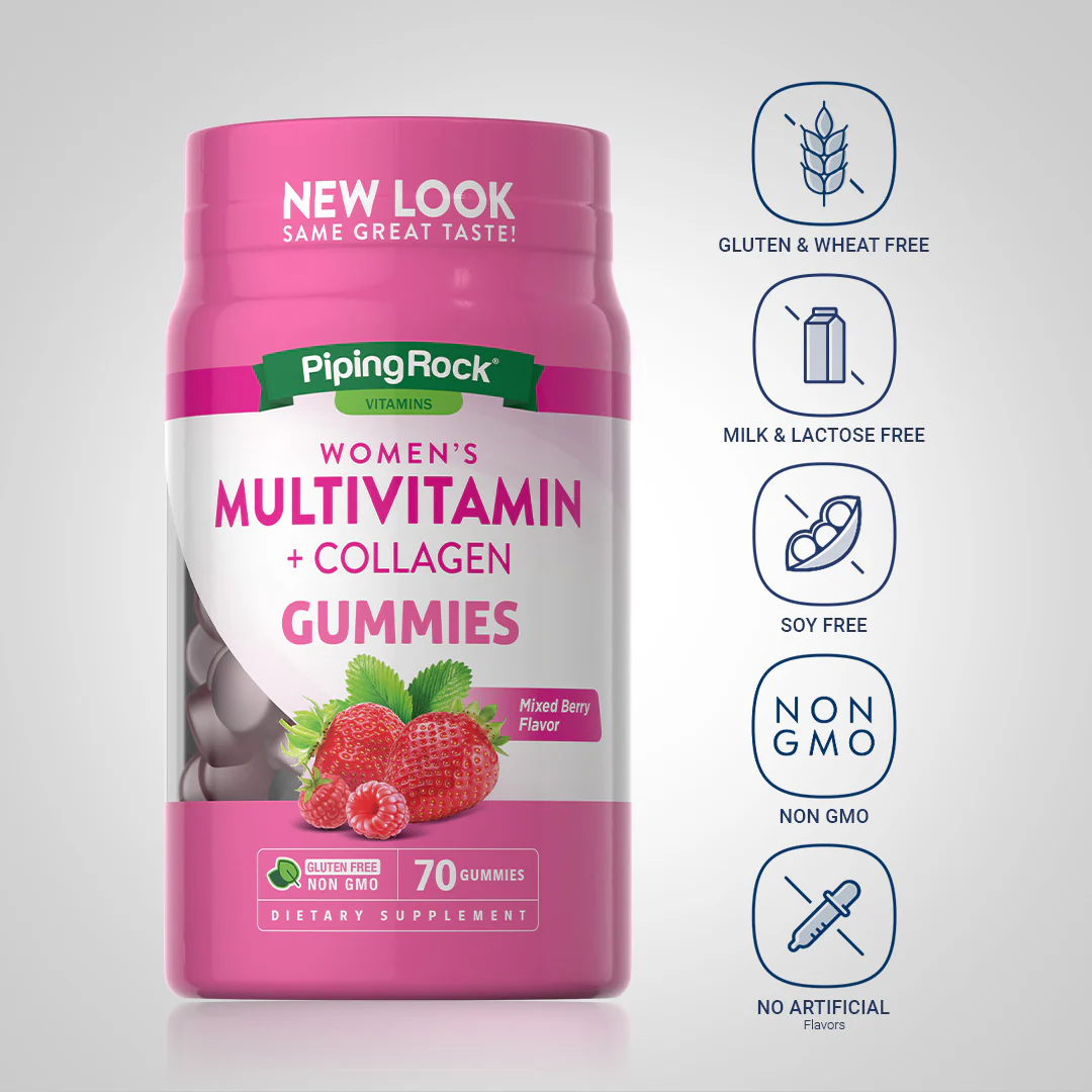 Women's Multivitamin + Collagen (Natural Mixed Berry), 70 Gummies - Image 4