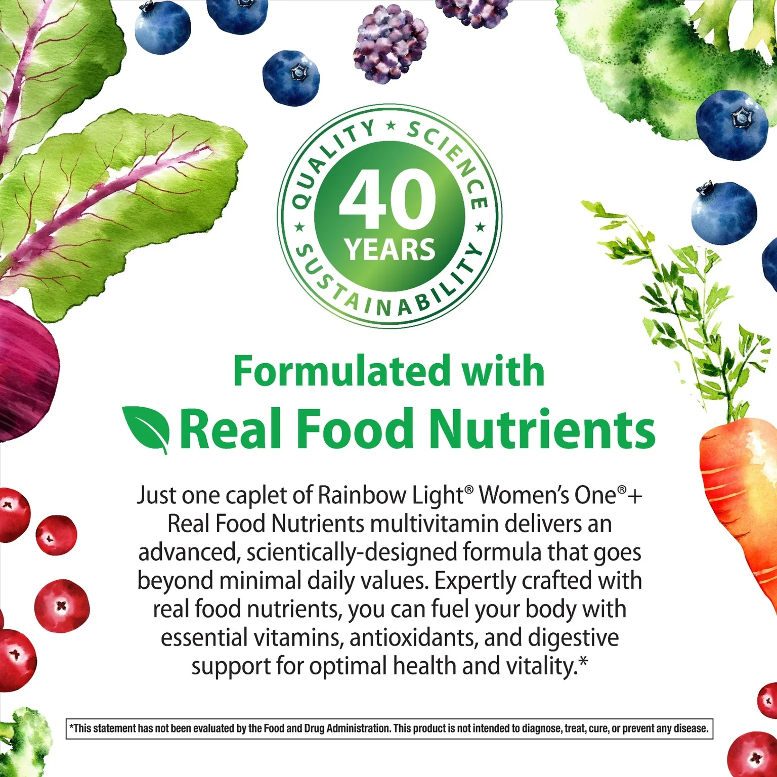 Women's One + Real Food Nutrients, 60 Vegetarian Caplets - Image 8