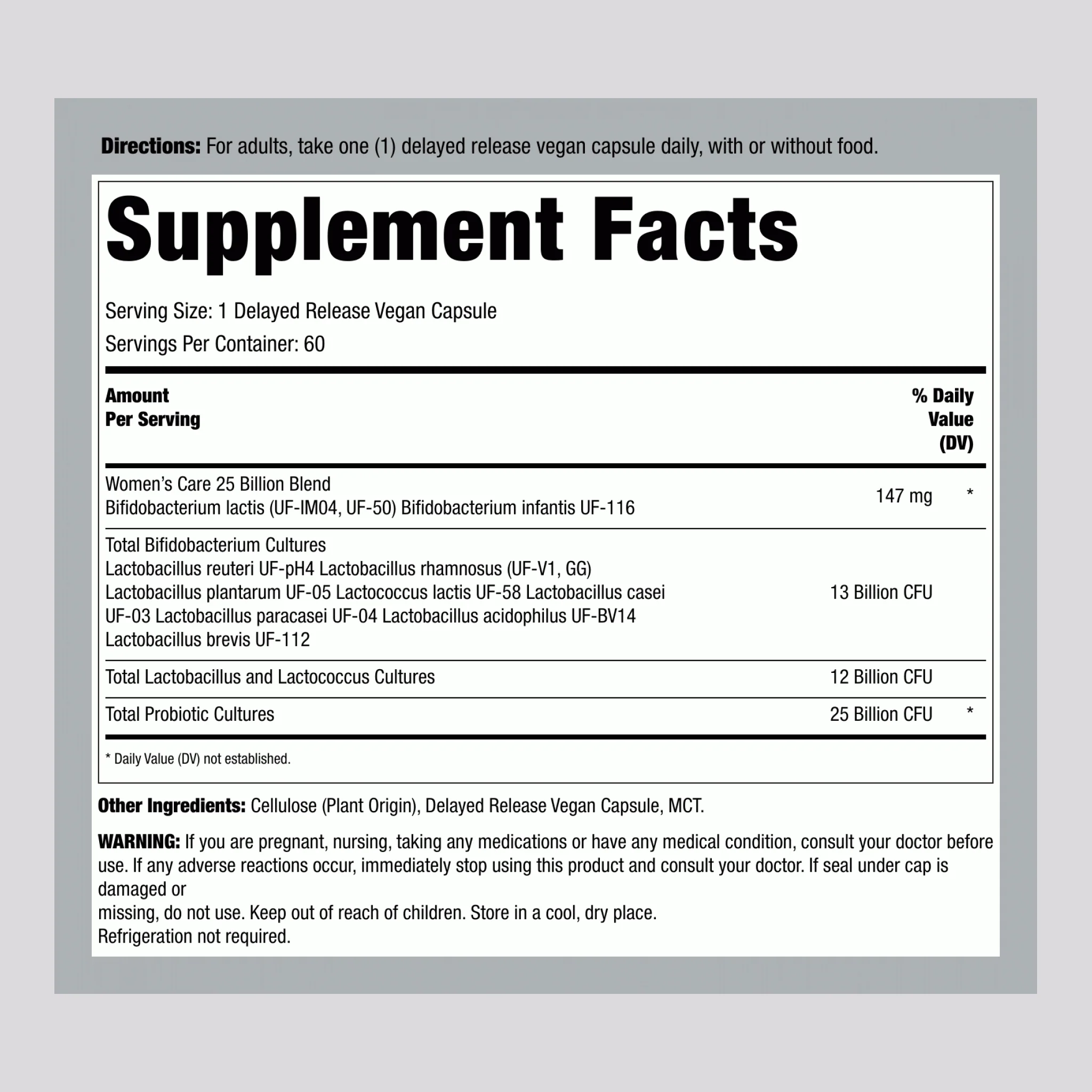 Women's Prebiotic & Probiotic 25 Billion CFU, 60 Delayed Release Vegan Caps - Image 2