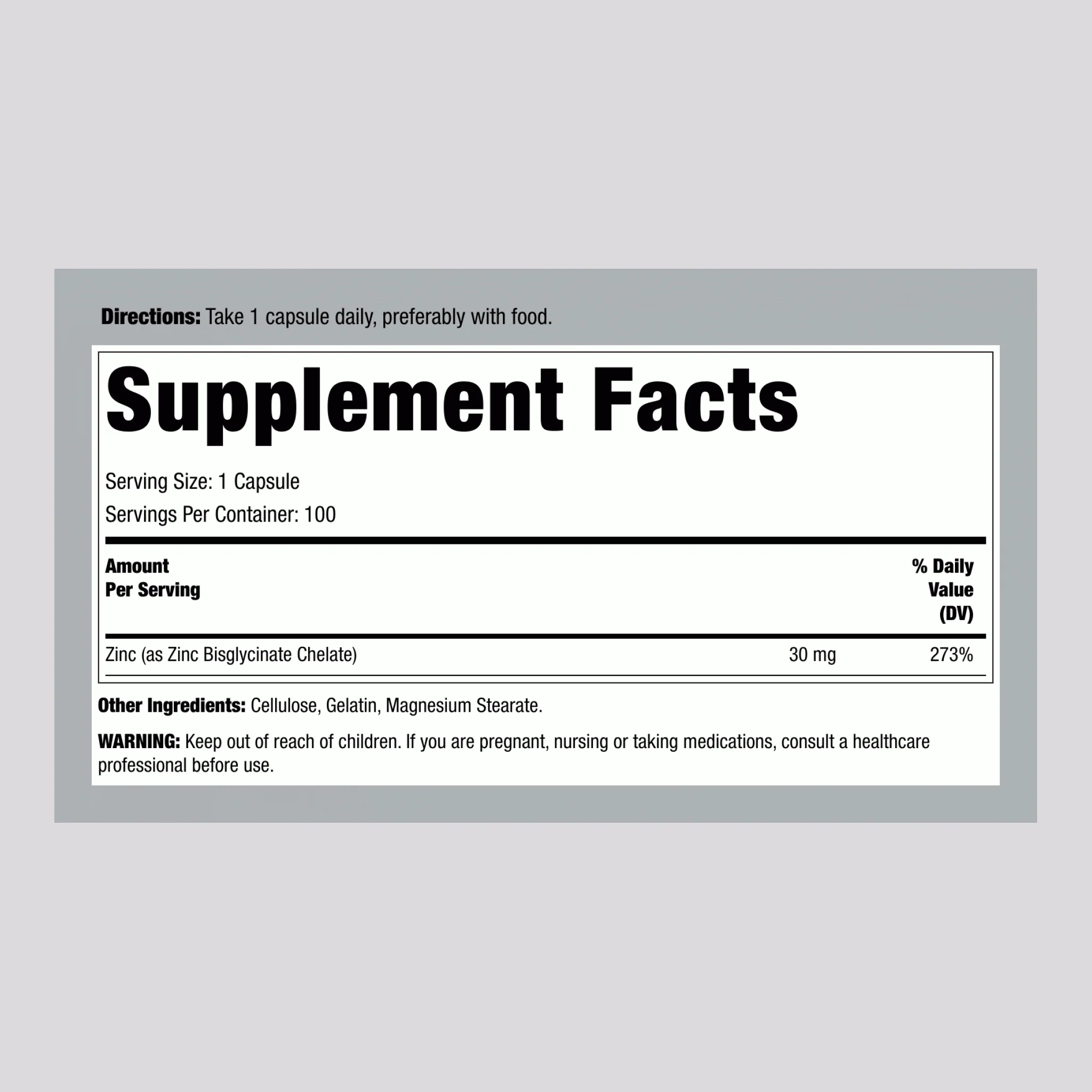 Zinc Chelate, 30 mg, 100 Capsules - Image 2