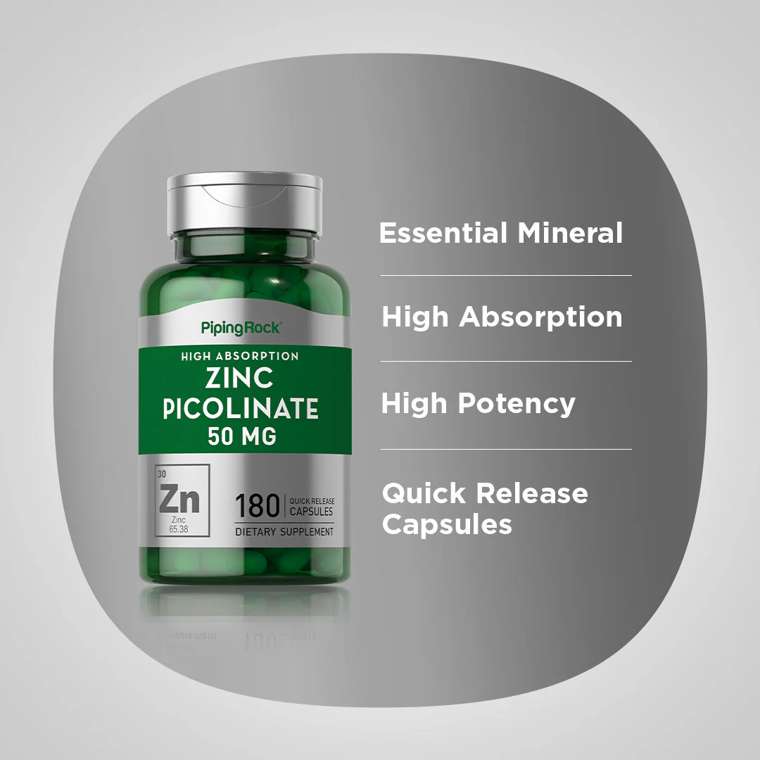Zinc Picolinate (High Absorption Zinc), 50 mg, 180 Quick Release Capsules - Image 4