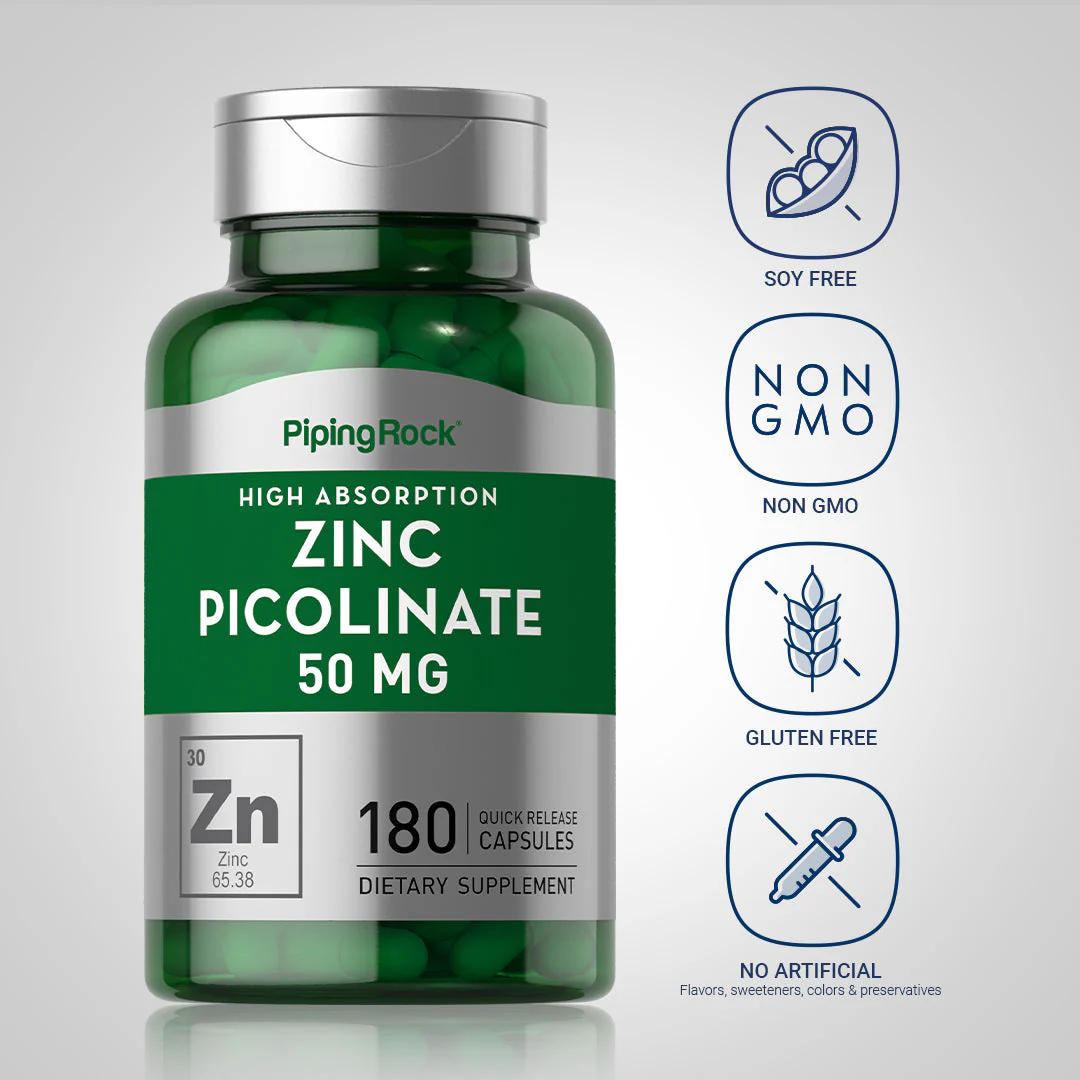 Zinc Picolinate (High Absorption Zinc), 50 mg, 180 Quick Release Capsules, 2  Bottles - Image 5