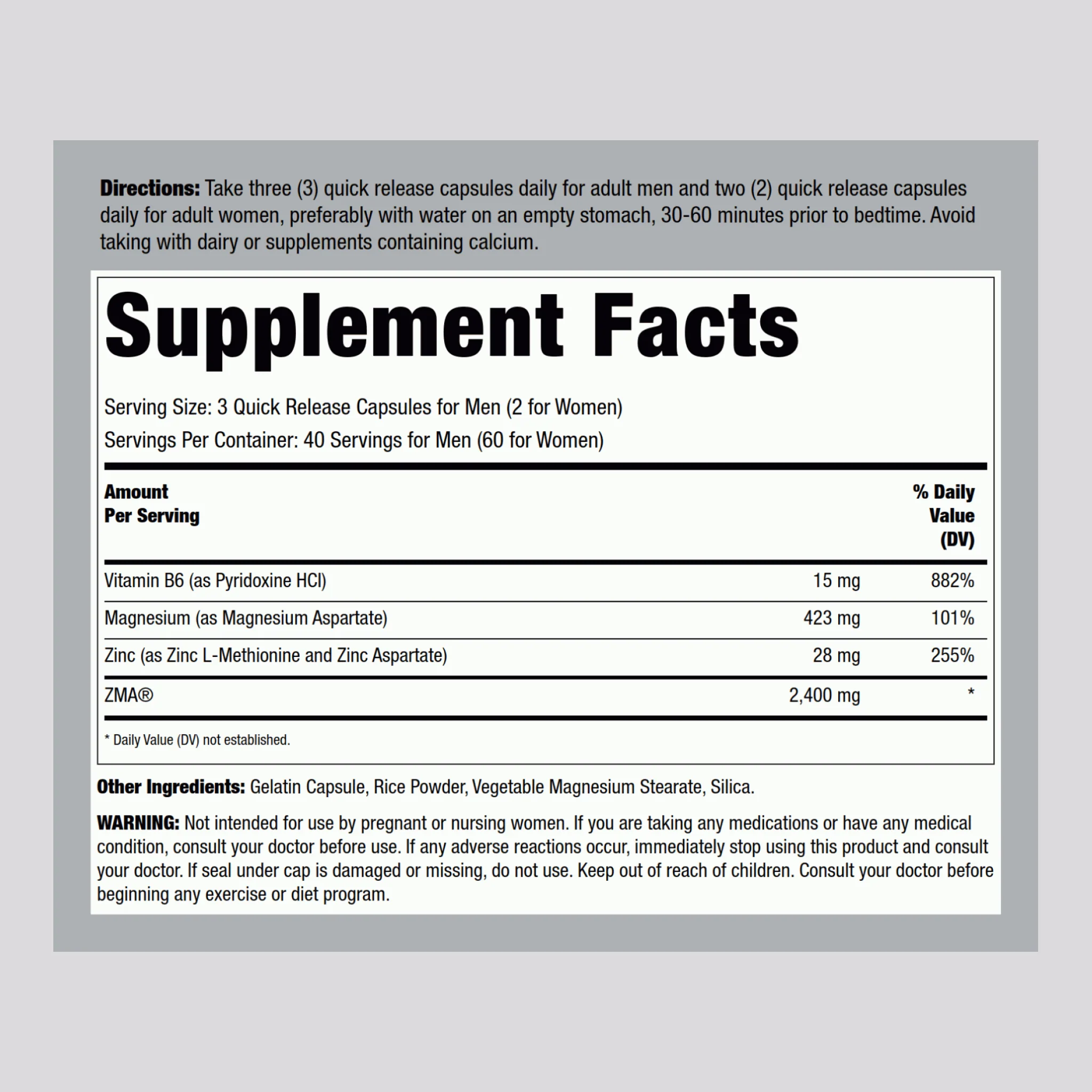 ZMA, 120 Capsules - Image 2