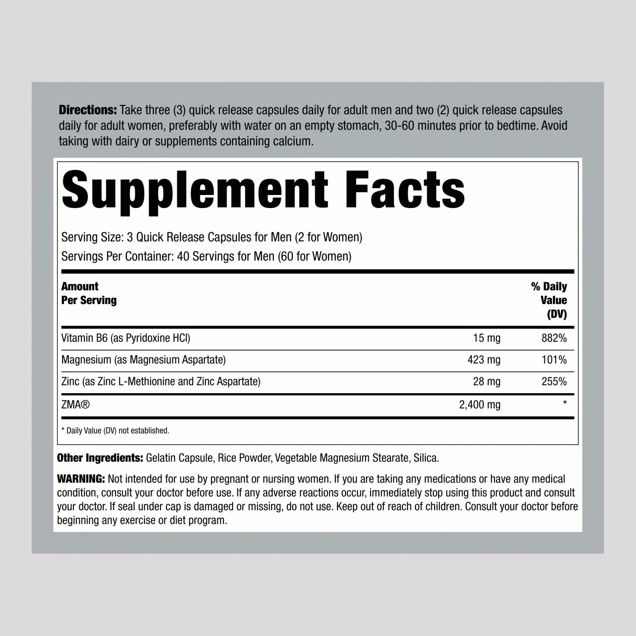 ZMA, 120 Capsules, 2  Bottles - Image 2